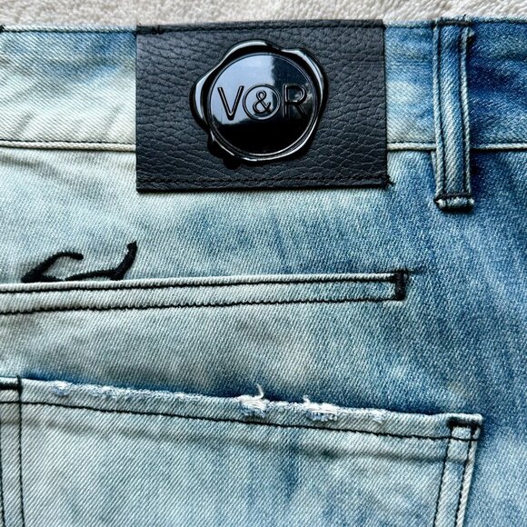 VIKTOR & ROLF Slim COTTON Denim JEANS w/All-Over Embroidered Motif SIZE 32 US - Picture 9 of 11